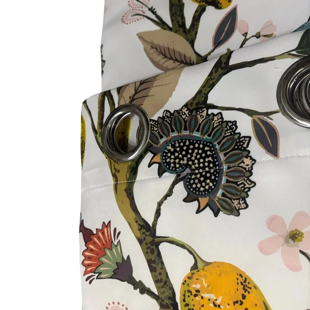 New TOPFINEL White Blue Hummingbird Farmhouse Grommet Curtain | 82x52